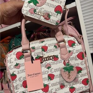 Juicy Couture White and Pink Strawberry Satchel